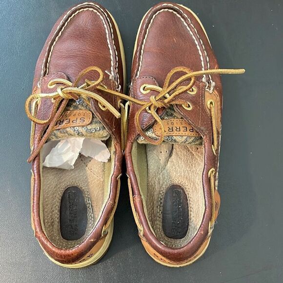Sperry Womens Top Sider Boat Shoes Loafer Tiger Print Moc Toe Brown Size 6.5 - Picture 9 of 10